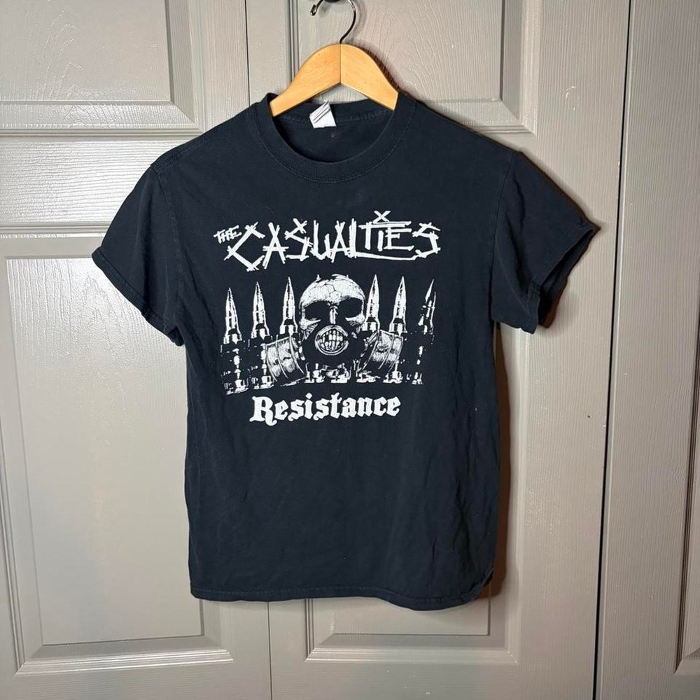 The Casualties Resistance Band Tee Mens Small Black Punk Rock Graphic T-Shirt